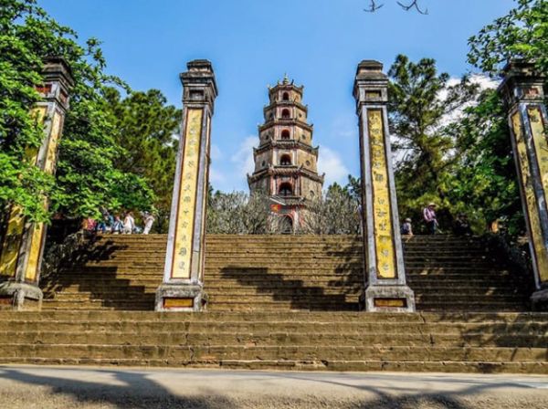 The seven-story Thien Mu Pagoda stands as Hue's most iconic spiritual landmark since 1601